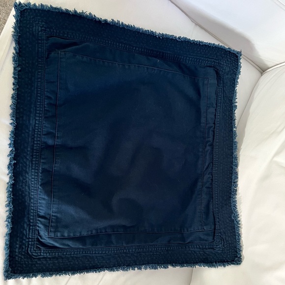 Pottery Barn Accents Pottery Barn Navy Cotton Fringe Pillow Cover